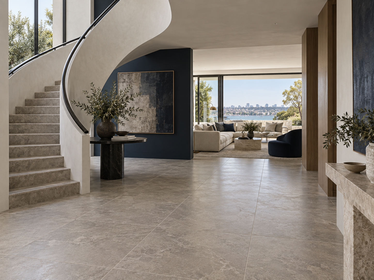 Luxury residence with limestone tiled floor